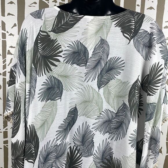 Chico's Palm Leaf Print Blouson Scarf Top S/M - Picture 11 of 14